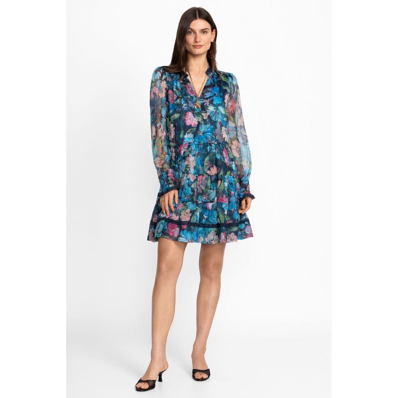 Nwt Johnny Was Maryah Tiered Mini Dress Size S $445